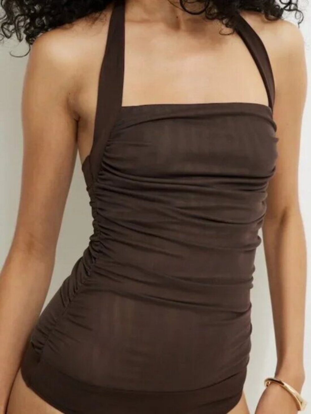 NWT Halter Mesh Bodysuit Brown